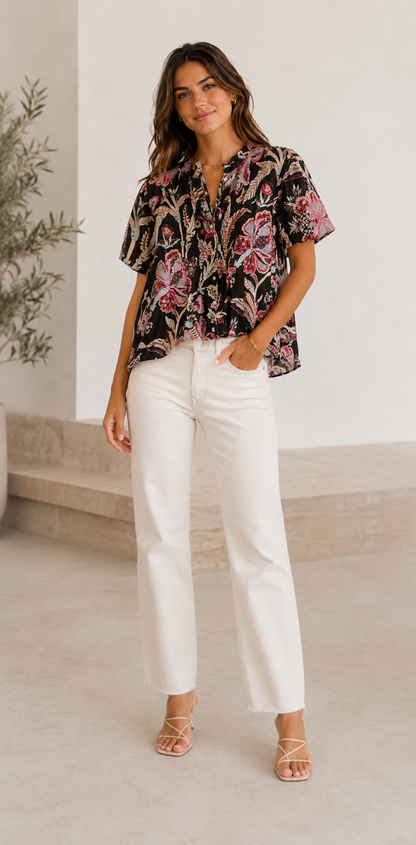 Isabella Printed Blouse in multi by Dylan