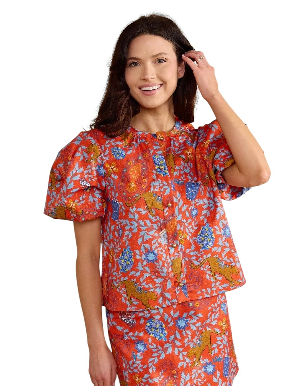 Dylan Printed Top in leopard raj by Double A