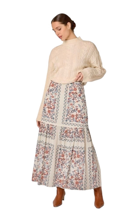 Marjorie Ankle Skirt in la ramos print by Cleobella