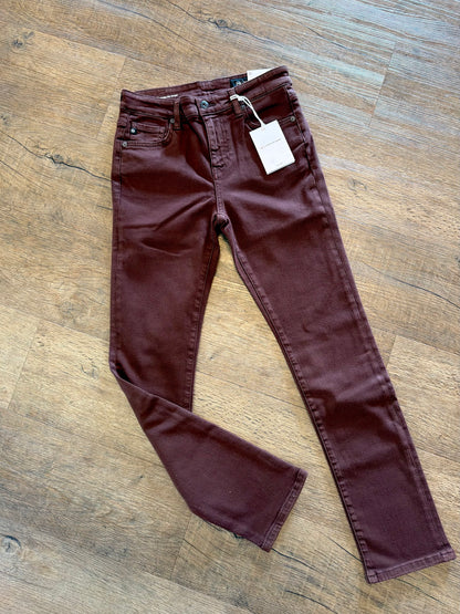 Mari High Rise Slim Straight Crop in coffee bean by AG