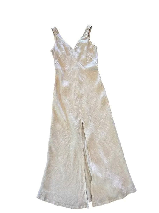 Linen Midi Dress in beach by Haris Cotton