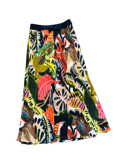 Abstract Printed Midi Skirt in marron by Aldo Martins
