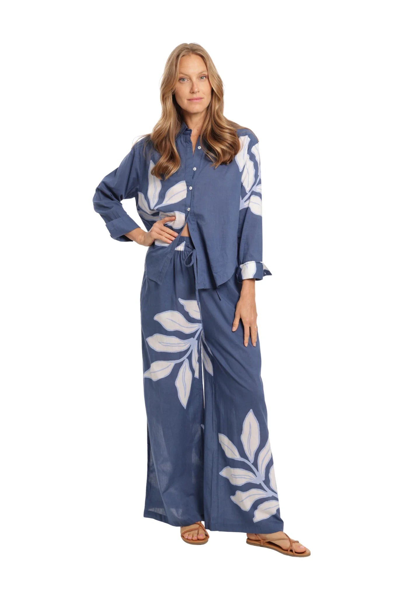 Maggie Printed Top in navy by Bindu