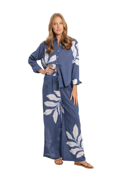 Maggie Printed Top in navy by Bindu