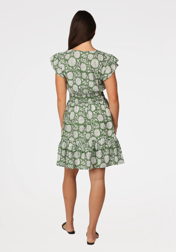 Day Printed Dress in green by Dylan