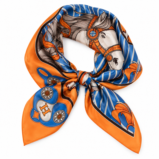Horse Print Bandana Scarf in orange