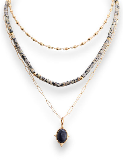 Triple Threat 3 Layer Necklace in gold by Farrah B