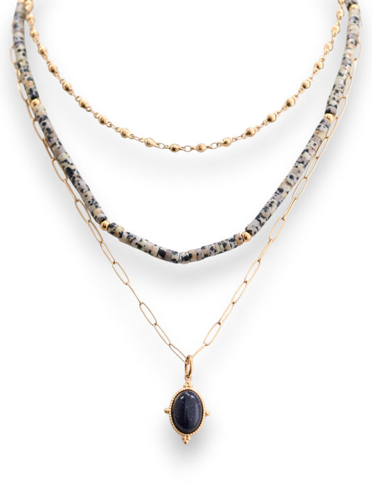 Triple Threat 3 Layer Necklace in gold by Farrah B