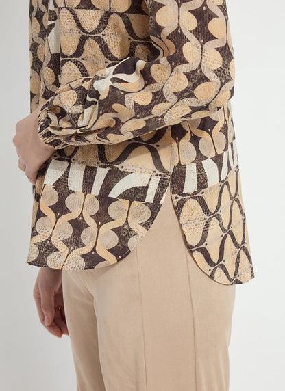 Cosima Elastic Cuff Shirt in art deco mosaic by Lysse