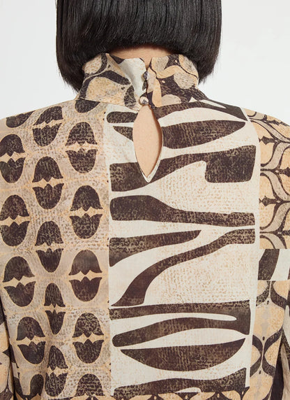 Cosima Elastic Cuff Shirt in art deco mosaic by Lysse