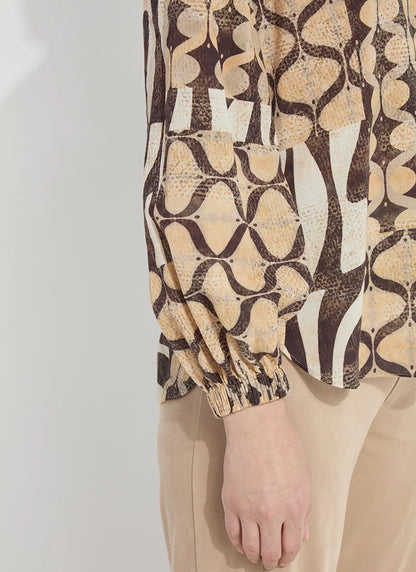 Cosima Elastic Cuff Shirt in art deco mosaic by Lysse