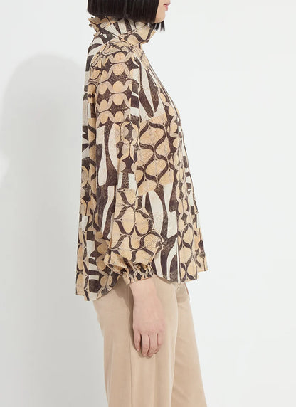 Cosima Elastic Cuff Shirt in art deco mosaic by Lysse