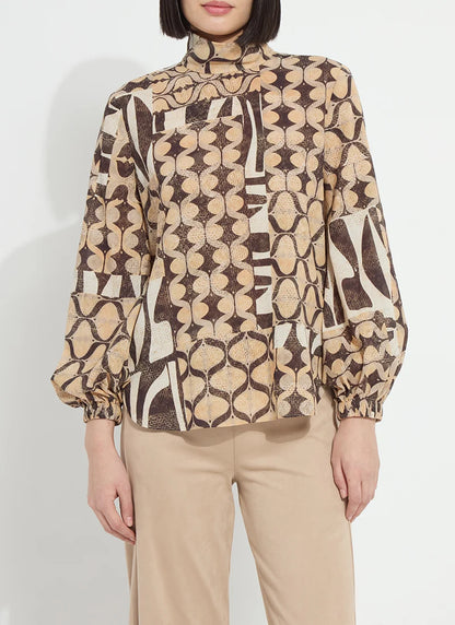 Cosima Elastic Cuff Shirt in art deco mosaic by Lysse