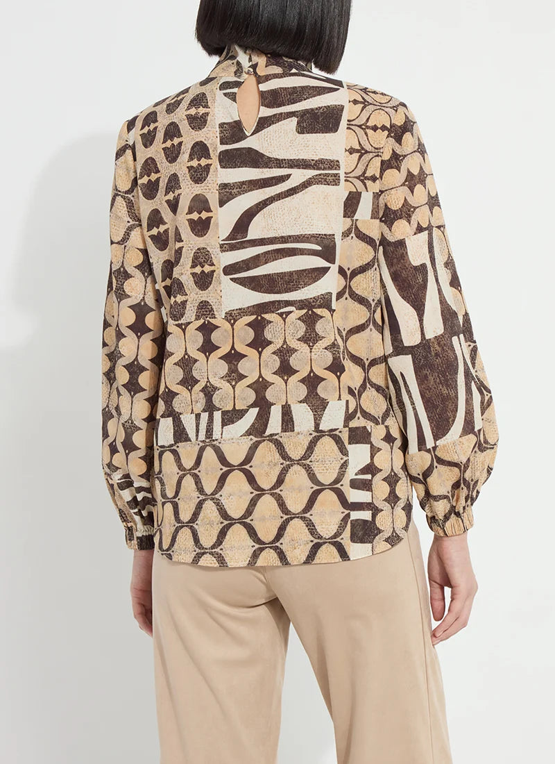 Cosima Elastic Cuff Shirt in art deco mosaic by Lysse