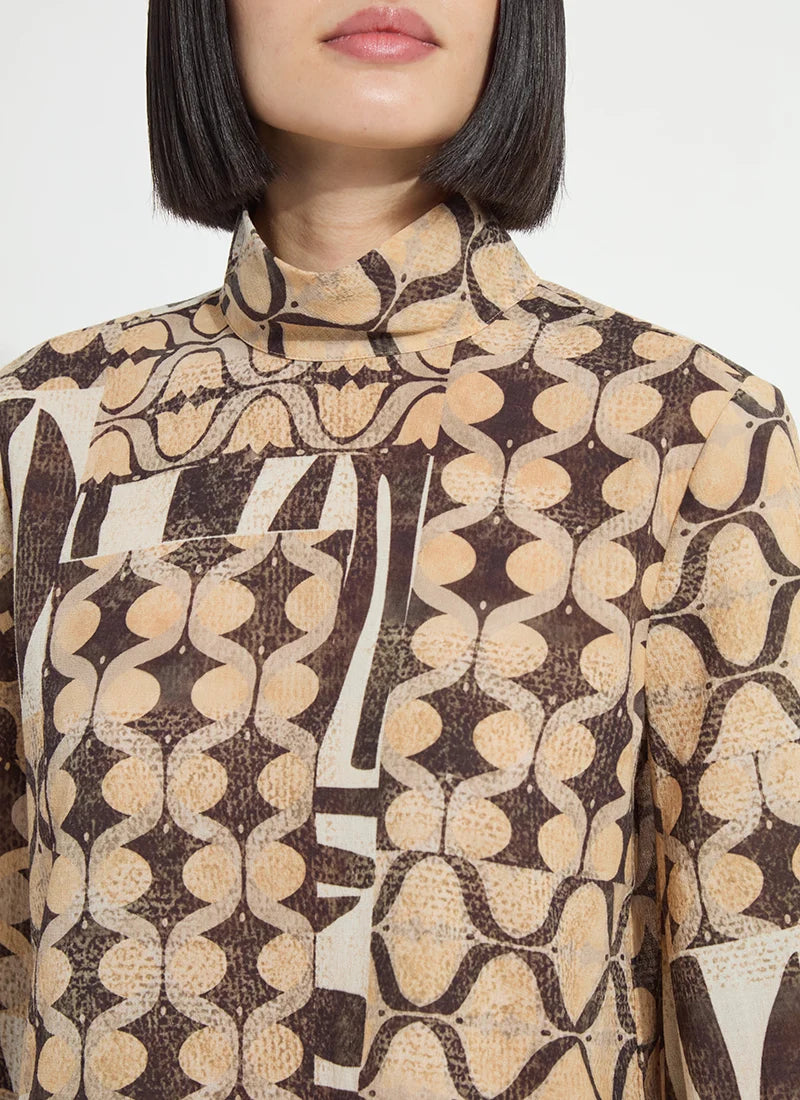 Cosima Elastic Cuff Shirt in art deco mosaic by Lysse