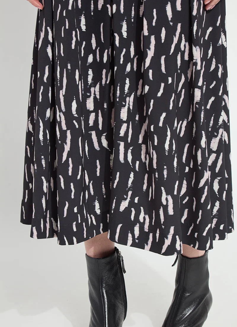 Hollis Pleated Midi Skirt in winter black shadow by Lysse