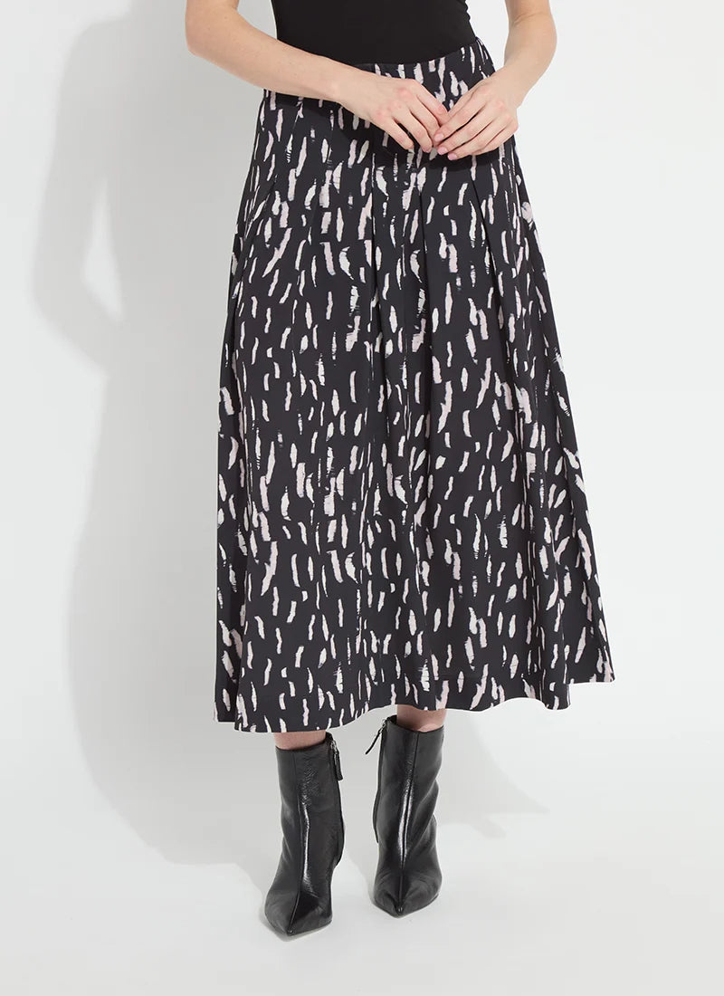 Hollis Pleated Midi Skirt in winter black shadow by Lysse