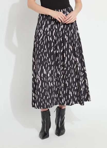 Hollis Pleated Midi Skirt in winter black shadow by Lysse