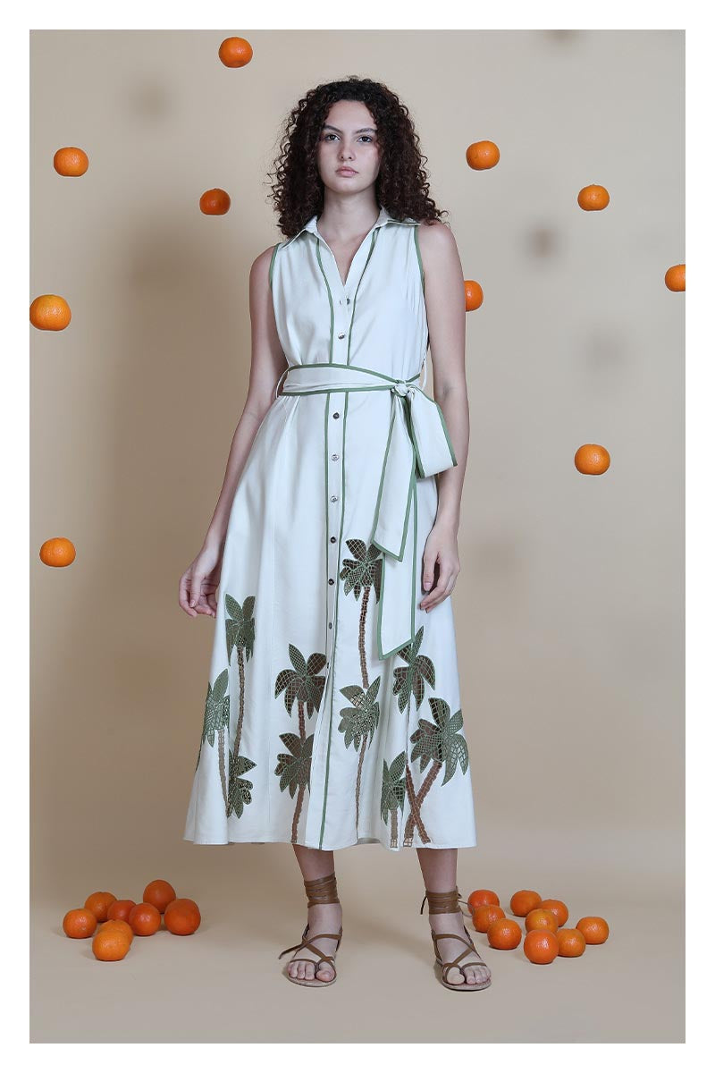Revati Palm Tree Maxi Dress in breezy beige by Blank