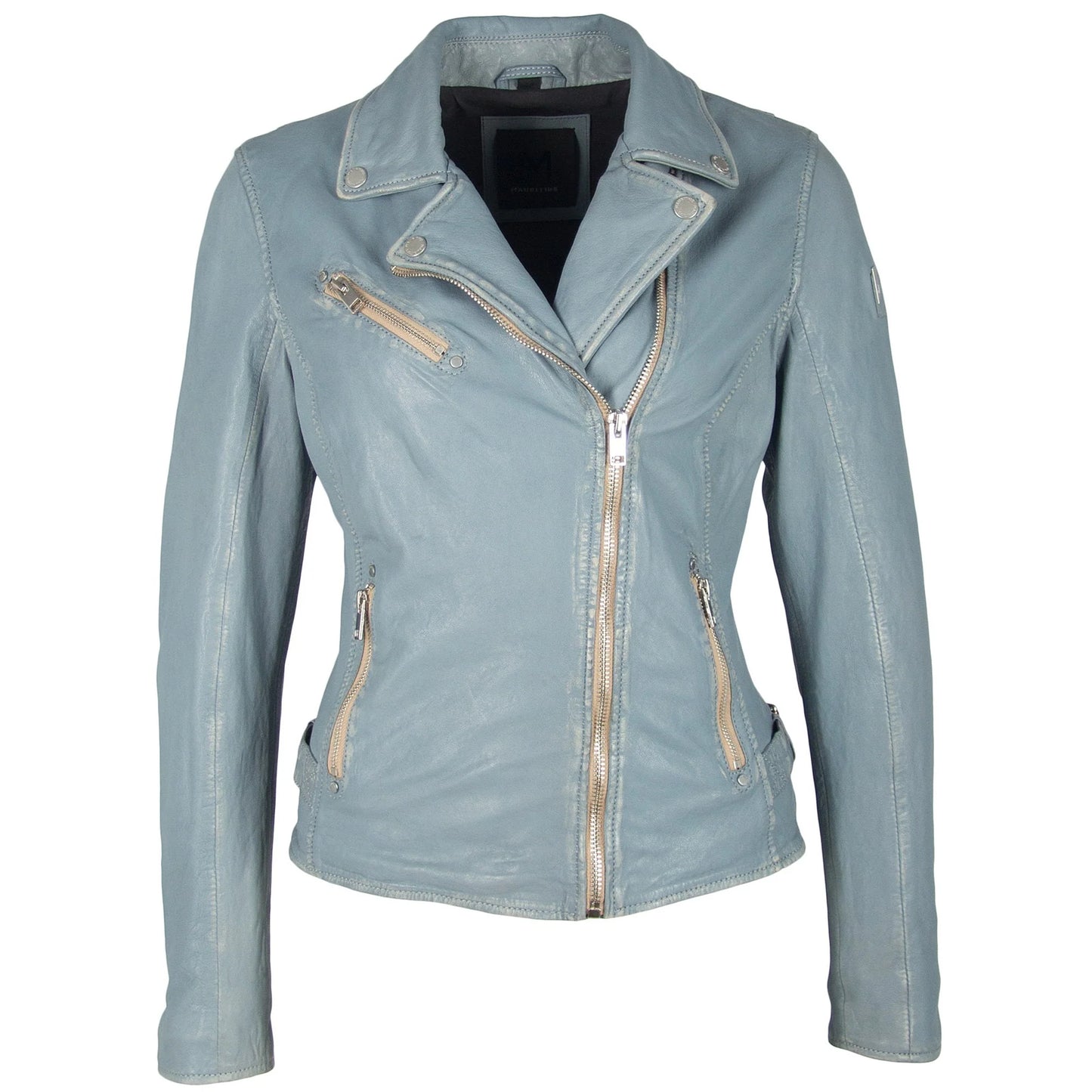 Sofia RF Leather Jacket in winter sky by Mauritius