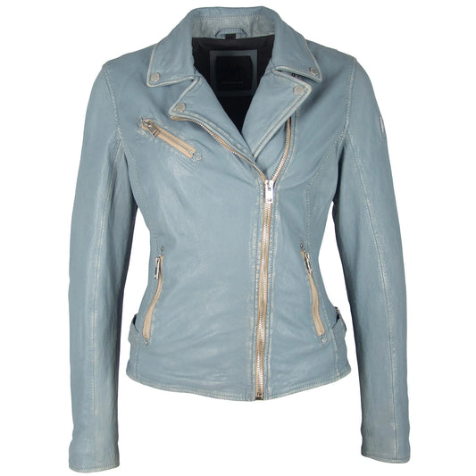Sofia RF Leather Jacket in winter sky by Mauritius