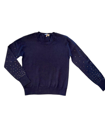 Long Sleeve Rhinestone Crew Sweater in midnight by J.Society
