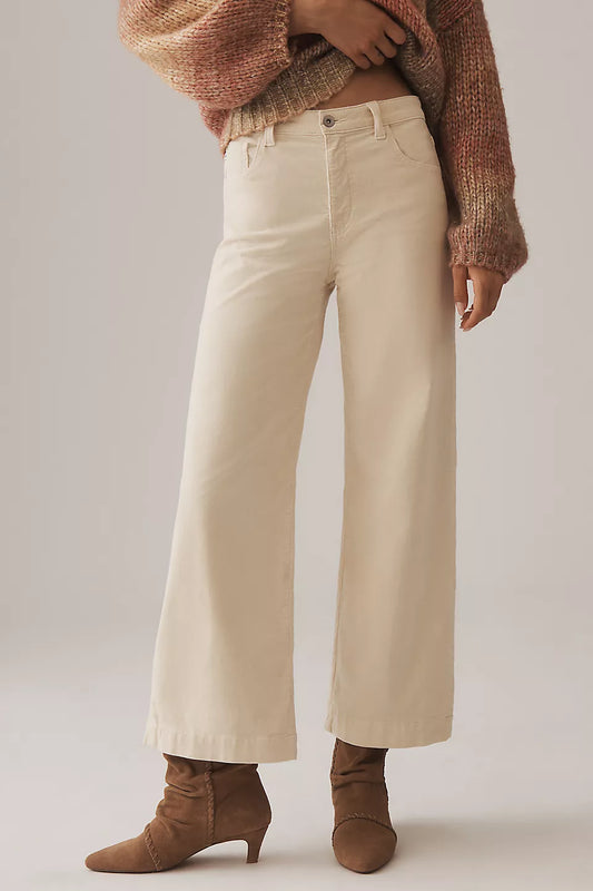 Saige Corduroy High Rise Wide Leg Crop in opal stone by AG
