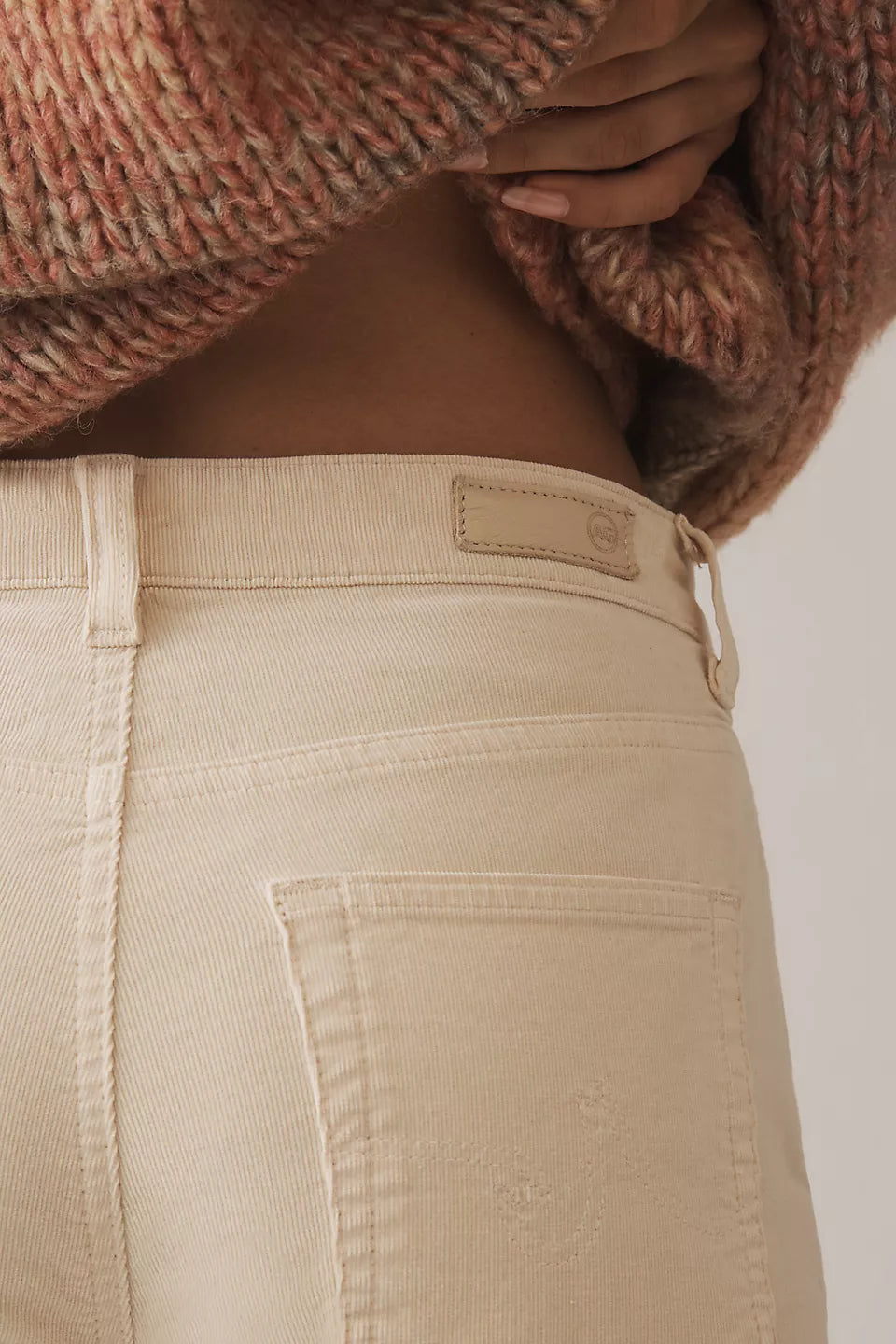 Saige Corduroy High Rise Wide Leg Crop in opal stone by AG