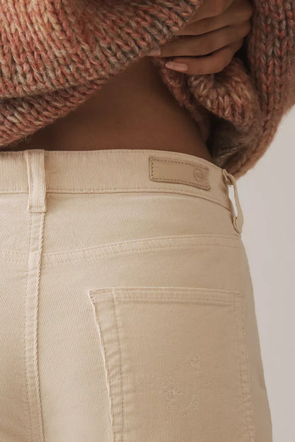 Saige Corduroy High Rise Wide Leg Crop in opal stone by AG