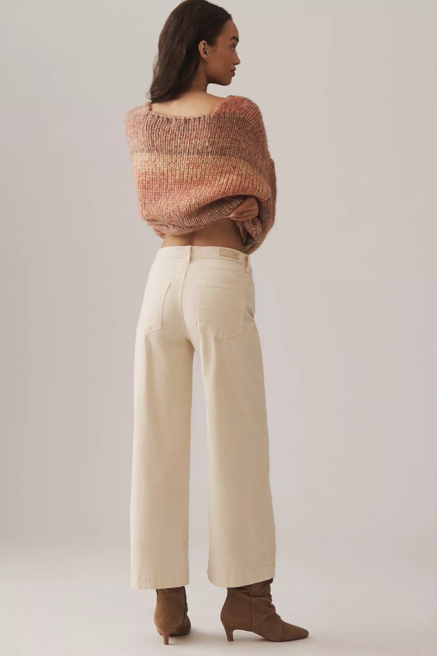 Saige Corduroy High Rise Wide Leg Crop in opal stone by AG