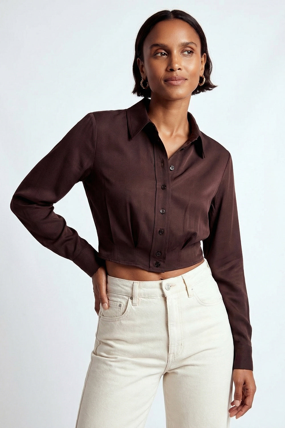 Paisley Solid Shirt in brown by Exquise
