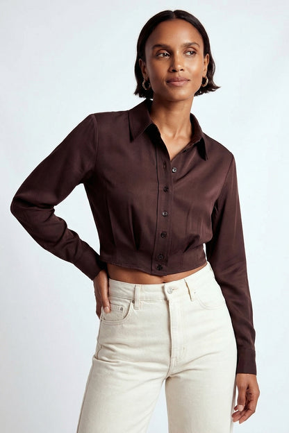 Paisley Solid Shirt in brown by Exquise