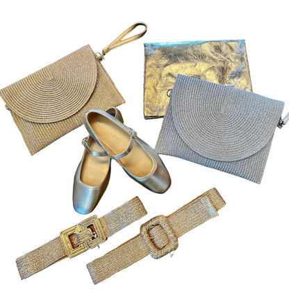 Maru Foldover Clutch in platinum by Uashmama