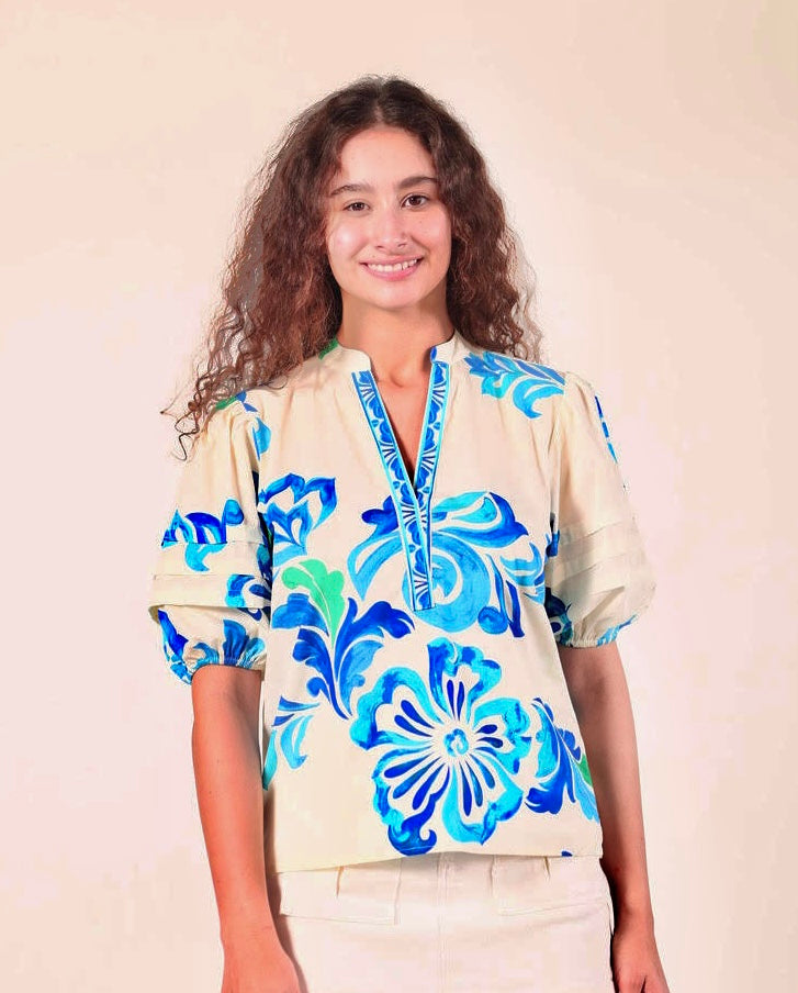 Raya Top in ocean bloom by Maude Vivante