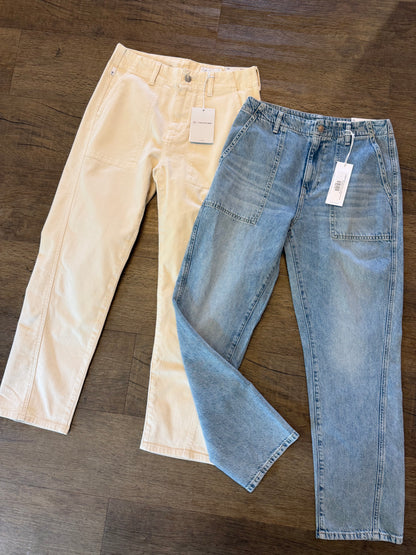 Analeigh Mid Rise Utility Jeans in opal stone by AG