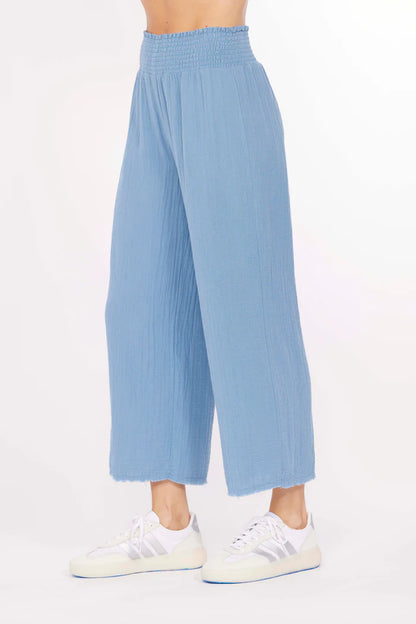 Smock Waist Ankle Length Pants in misty denim by Mododoc