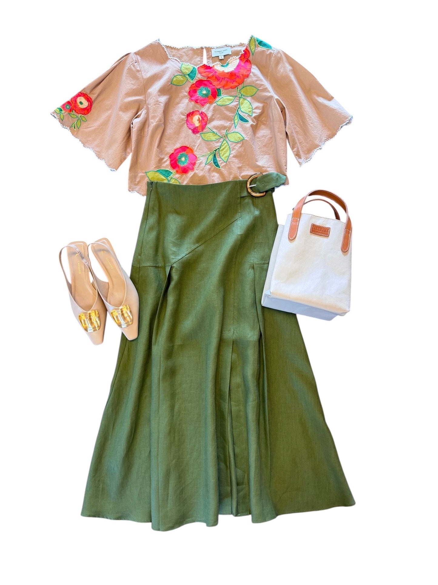 Burnice Linen Skirt in khaki by Exquise