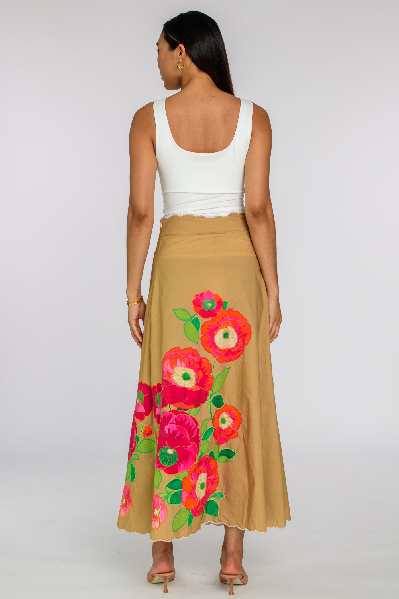 Trendy spring skirt with embroidery back view 