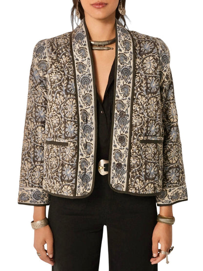 Sugata Quilted Jacket in madurai blue orchid by Maison Hotel