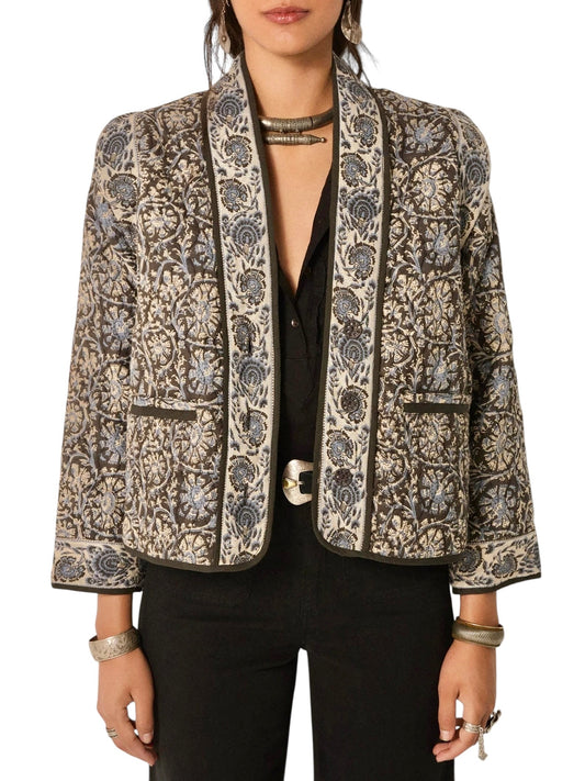 Sugata Quilted Jacket in madurai blue orchid by Maison Hotel