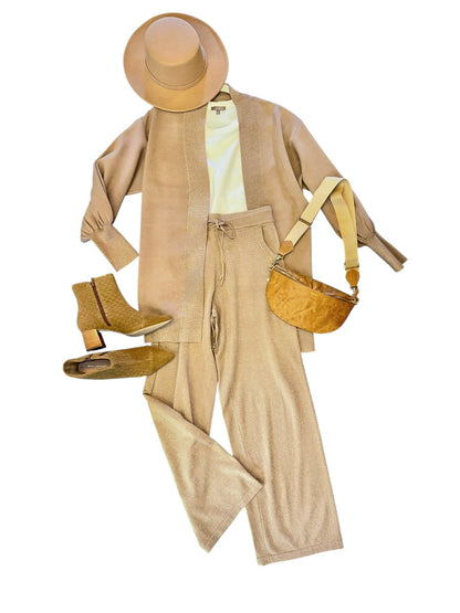 Open Cardigan in golden beige by Molly Bracken