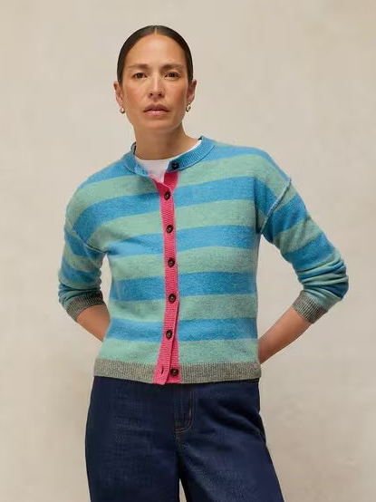 Sansa Stripe Cardigan in blue multi by White Stuff