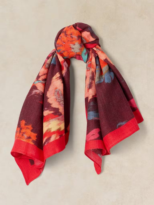 Molly Midweight Square Scarf in plum purple print by White Stuff