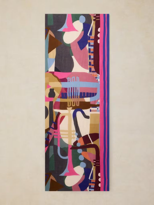 Mia Midweight Printed Scarf in blue print by White Stuff