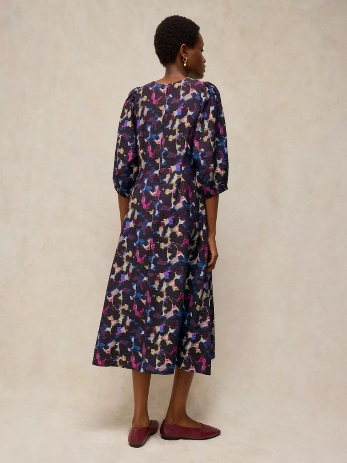 Emilia Long Sleeve Printed Dress in pink multi by White Stuff