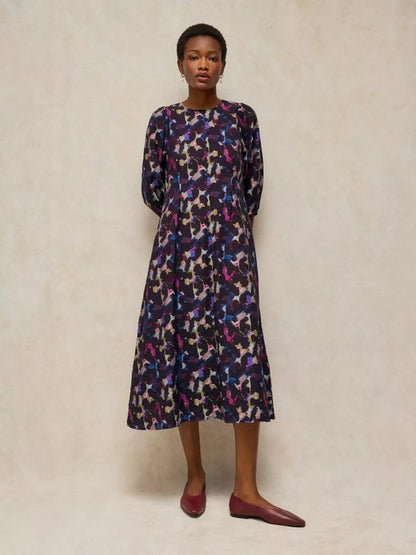 Emilia Long Sleeve Printed Dress in pink multi by White Stuff