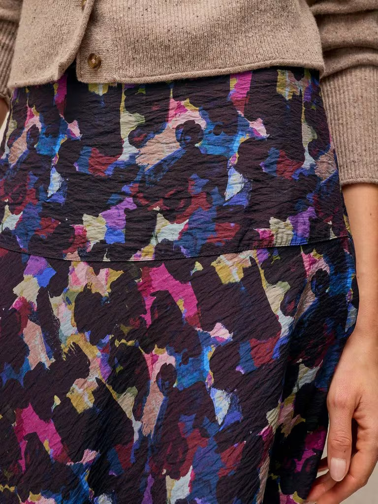 Gianna Bias Printed Skirt in pink multi by White Stuff