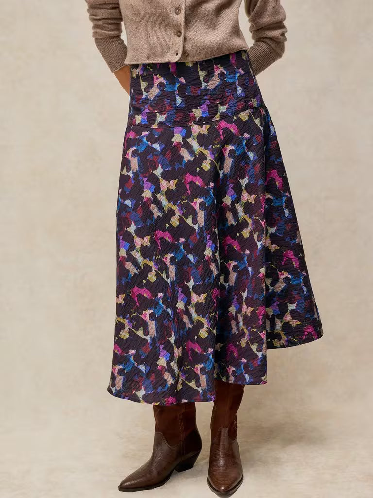 Gianna Bias Printed Skirt in pink multi by White Stuff
