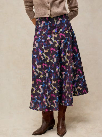 Gianna Bias Printed Skirt in pink multi by White Stuff