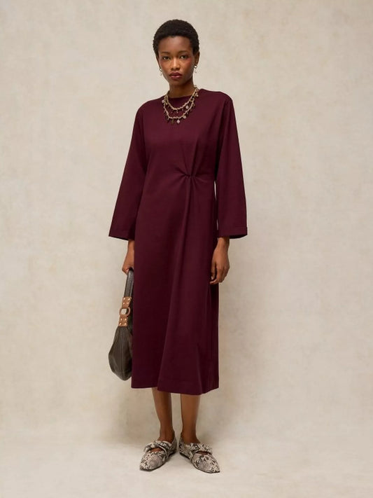 Gracie Twist Jersey Dress in dark plum by White Stuff